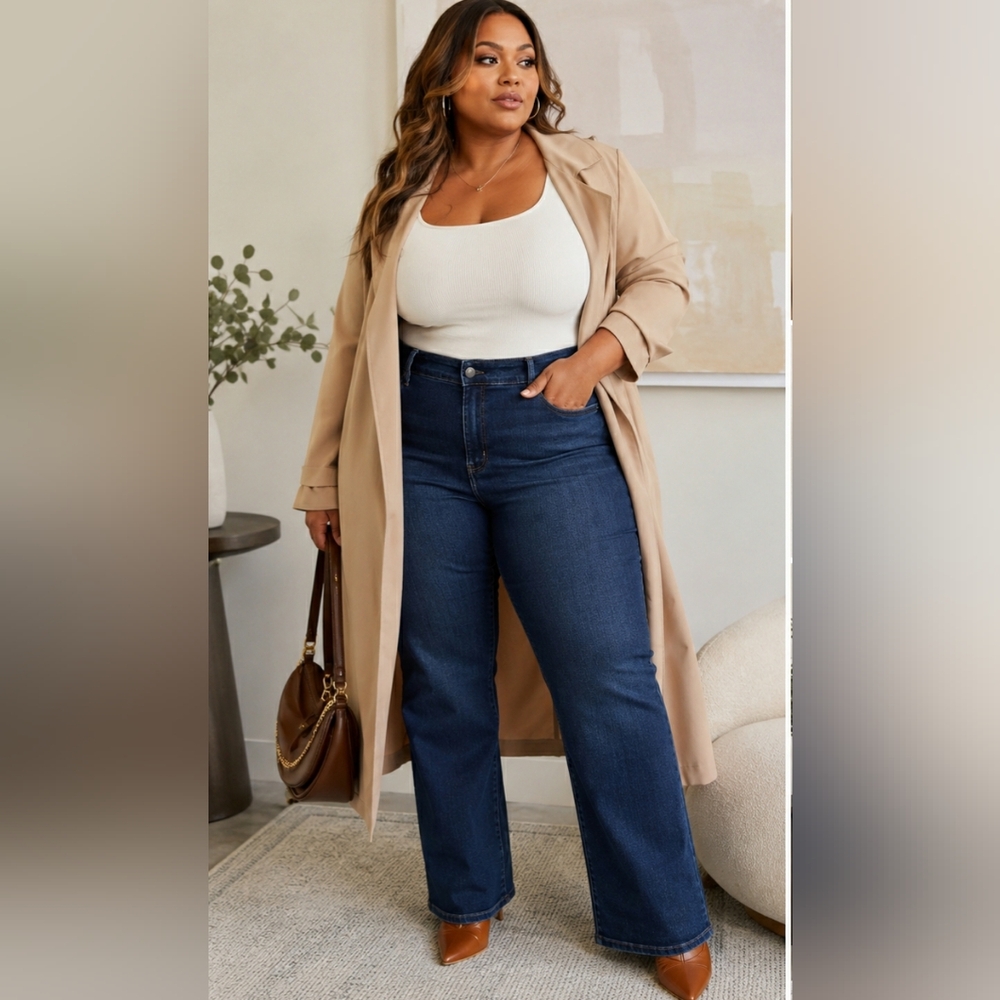 NWT Lane Bryant 22W Tighter Tummy High Rise Bootcut Jeans Dark Wash Stretch Curv